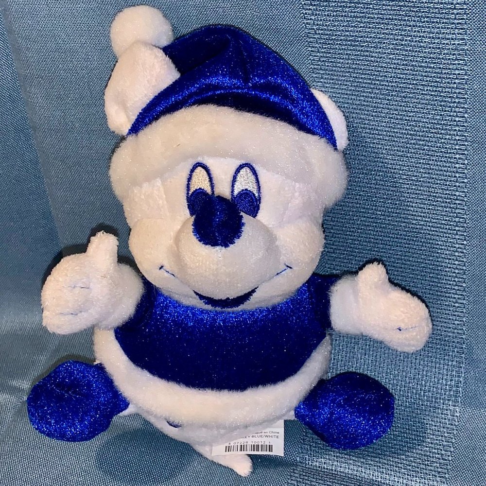 Disney Store - Mickey Mouse - Blue & White - 7” Bean Bag Plush